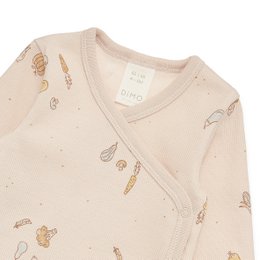 Babyoverslagrompertje lange mouwen - gestructureerd materiaal in 2/2 rib - beige