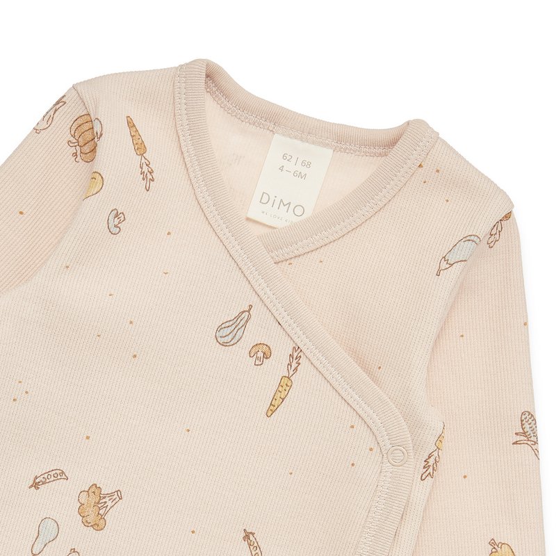 Babyoverslagrompertje lange mouwen - gestructureerd materiaal in 2/2 rib - beige