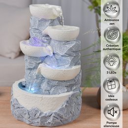 Indoor Fountain - Ganda - Natural Stone Effect Waterfall - Colorful Led Light - Zen Decoration and Gift Idea