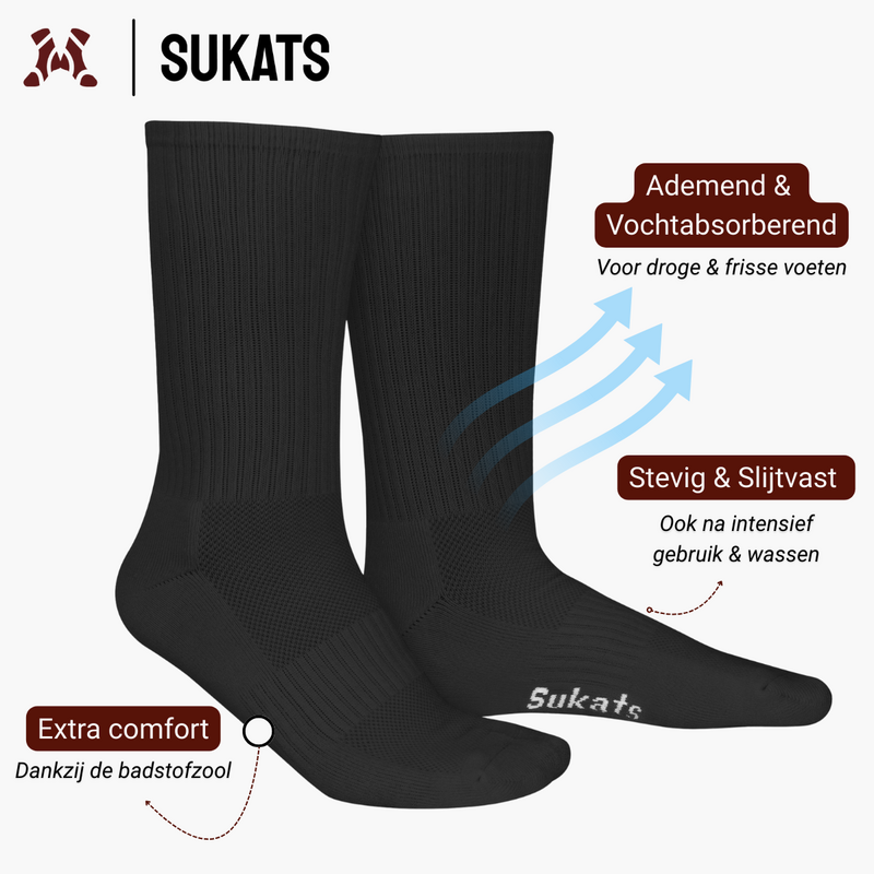 Sukats® 6 pares de calcetines deportivos | El atleta | Calcetines de tenis | Calcetines para correr | Sin costuras | Blanco o negro | Múltiples tamaños