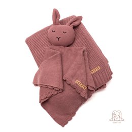 Snufie Hase Kuscheldecke | 100 % Baumwolle | Premium-Babydecke | extra weich 37x37cm | Grundstrick | Brauner heller Kaffee