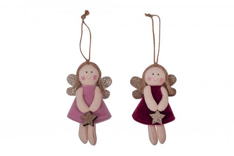 Textile girls with wings set of 2 8 x15 cm Isabelle Rose