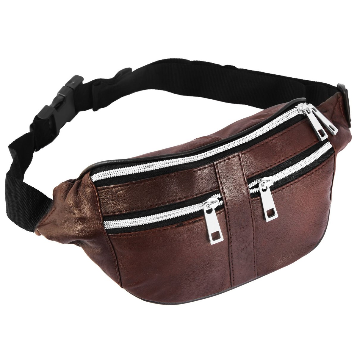 Sac banane Steinmeister en cuir véritable, marron