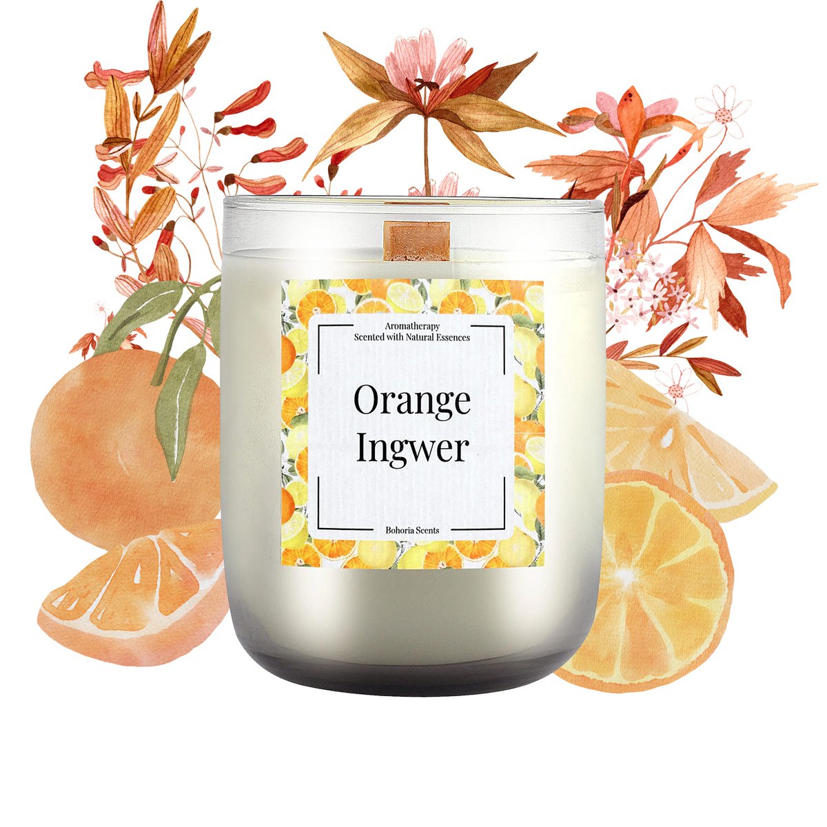 Aromatherapy scented candle 200g – 5 scent variations, natural wax, 40h
