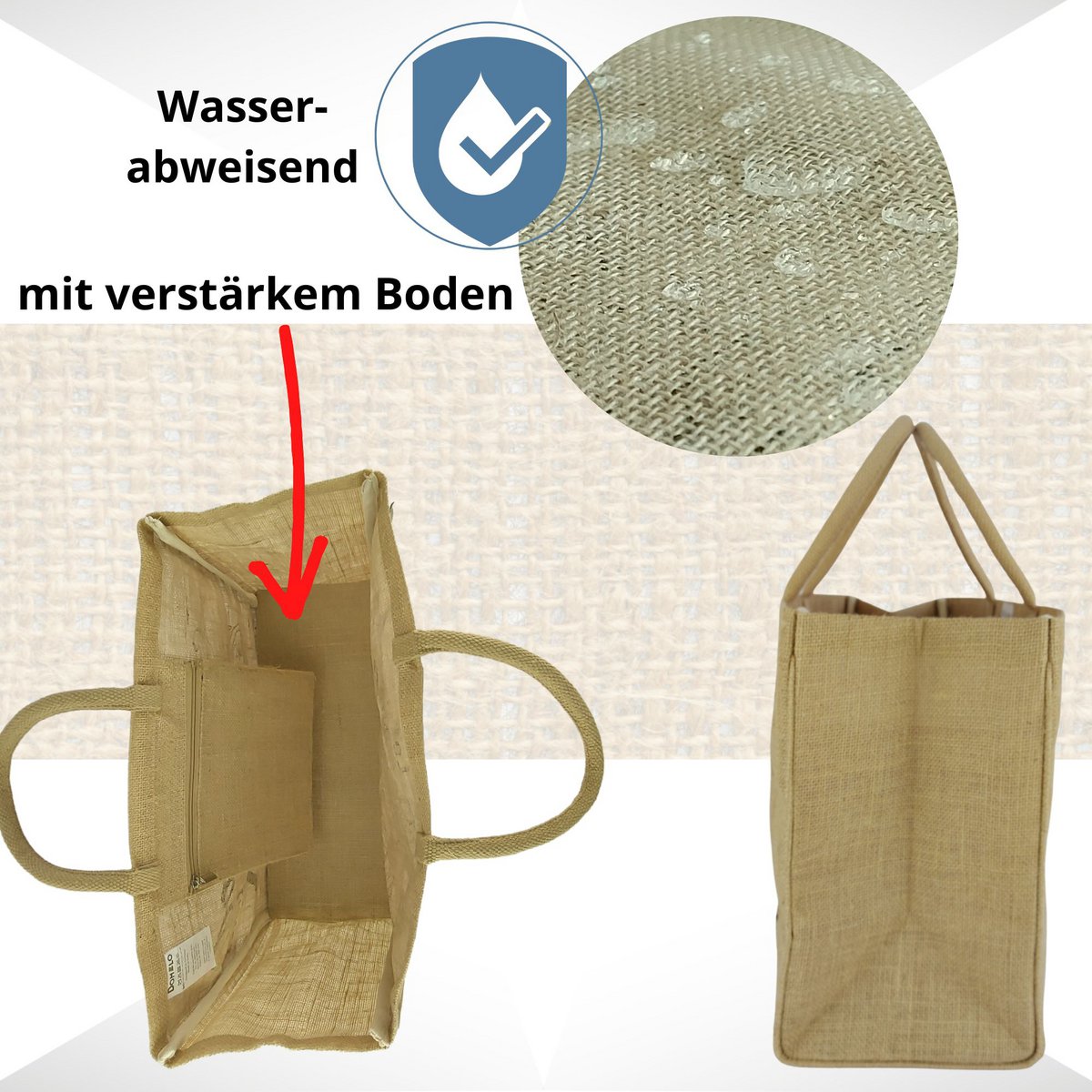 Sac shopping Domelo en jute. Sac cabas en jute. Grand panier de courses/sac de plage hydrofuge. Sac de bain XXL/sac de courses cadeaux pour femmes.