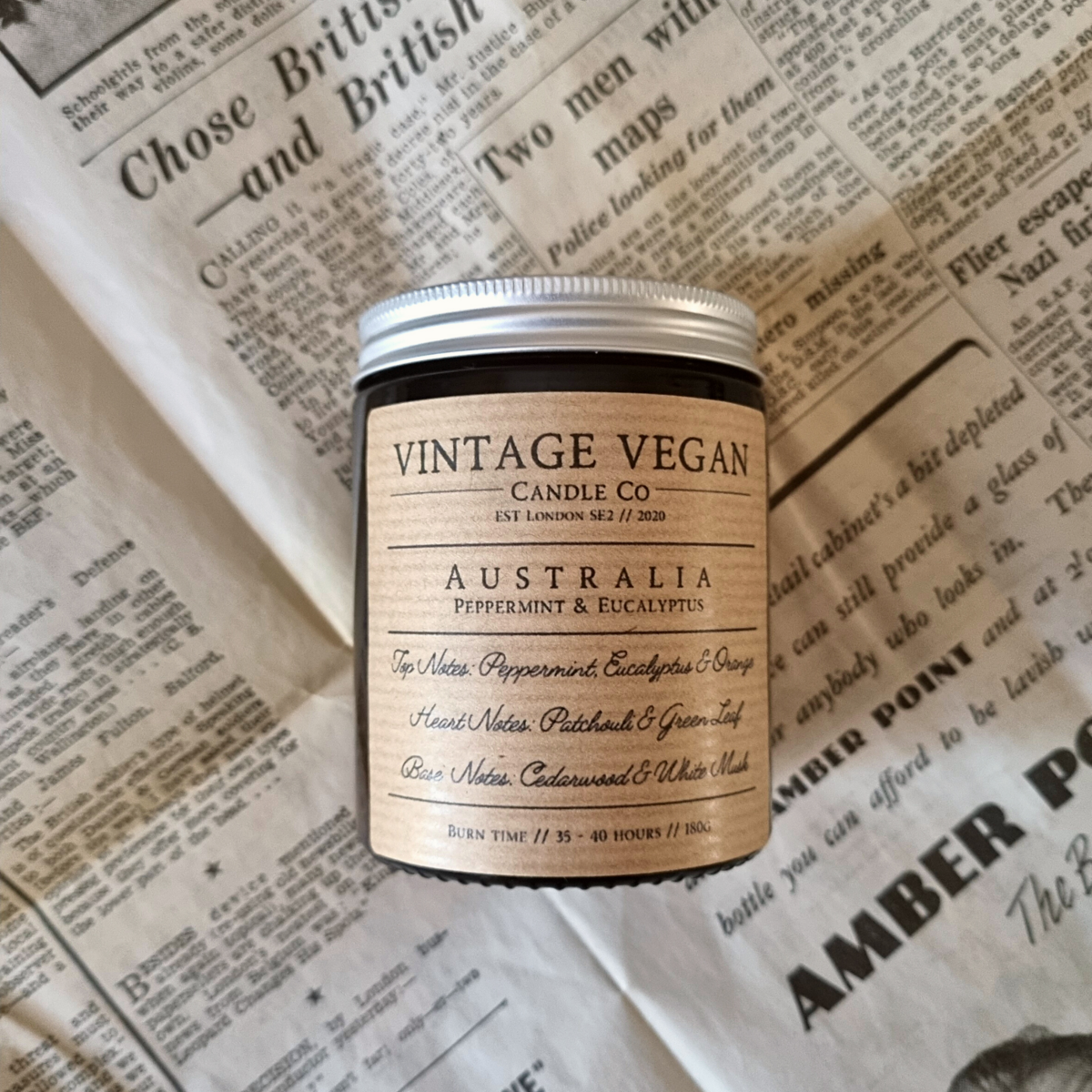 Australian Peppermint & Eucalyptus Vegan Travel Candle
