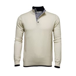 Cashmere Sweater Button Neck Silke Cashmere Woolwhite