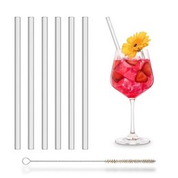 Glasstrohhalme in Riffeloptik 20cm - 6 Stück