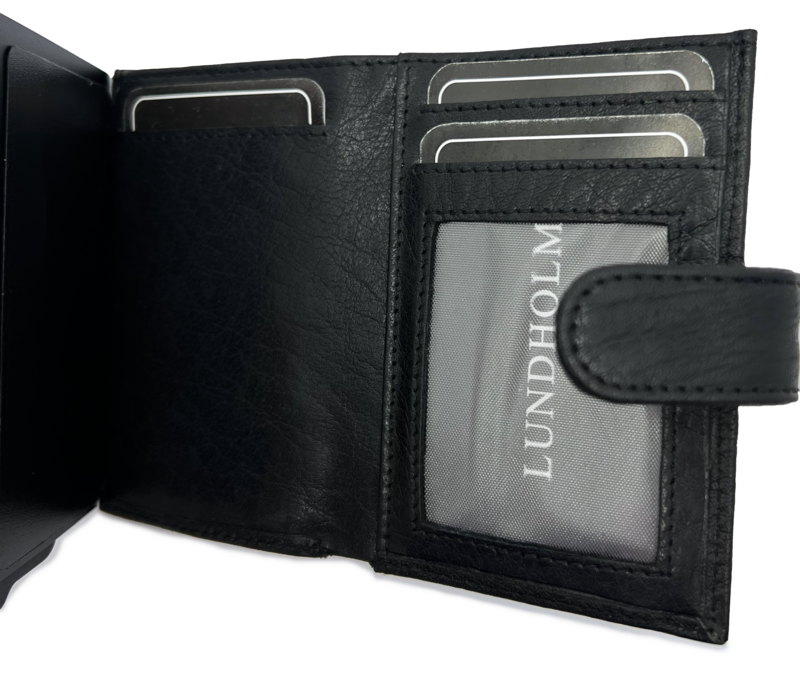 Porta carte da uomo estensibile Lundholm - con scomparto per monete, banconote - porta carte in pelle porta carte di credito estensibile da uomo