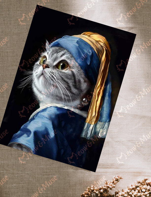 Postkarte 'Vermeer Cat Silver Tabby'
