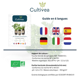 CULTIVEA® Organic* Aromatische kruidenset voor binnen – Dille, salie en citroenbasilicum om te kweken – Mini moestuin voor binnen met glazen potten – Kit voor aromatische planten – Cadeau-idee