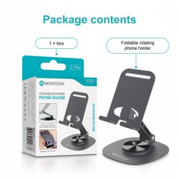NOVOTECK Z-094 Soporte Giratorio Plegable para Teléfono - Base Metálica con Ángulo Ajustable de 360° para Smartphones y Tabletas