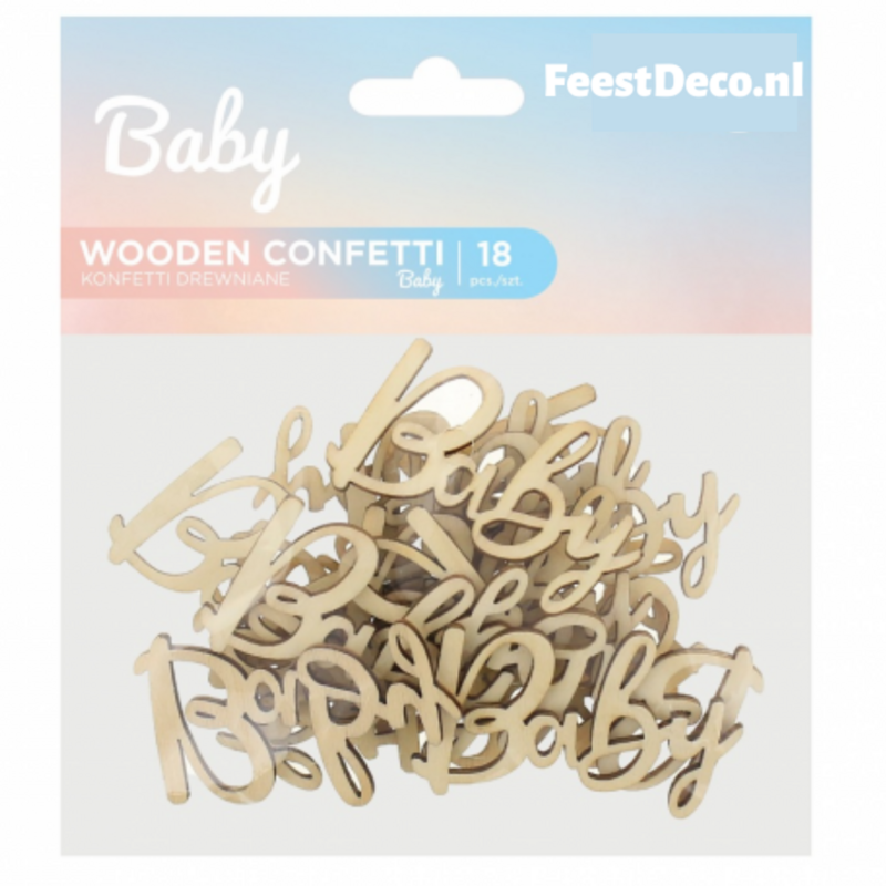 Confettis en bois - Bébé - 18 pièces