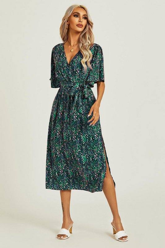 Vestido midi superior de la manga del ángel en verde