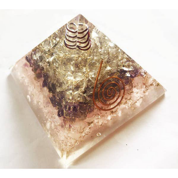 Rose-Amethyst-Crystal Quartz Orgone Pyramid