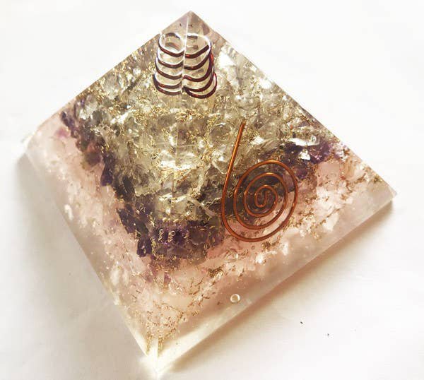 Rose-Amethyst-Crystal Quartz Orgone Pyramid