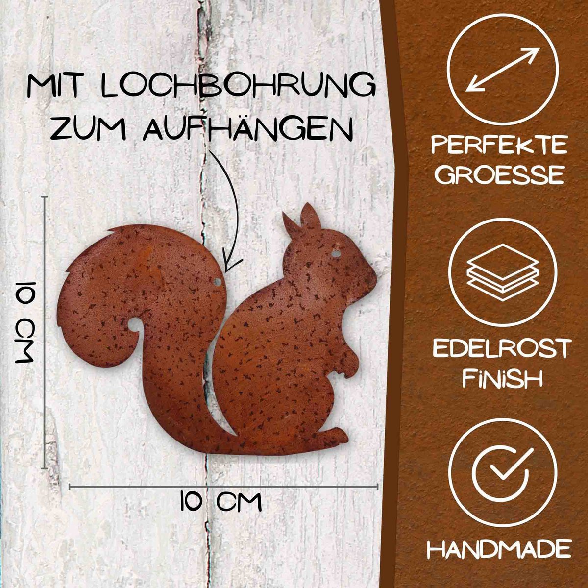 Metalen decoratie roesteekhoorn Kecki - trendy herfstdecoratie