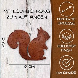 Metalen decoratie roesteekhoorn Kecki - trendy herfstdecoratie