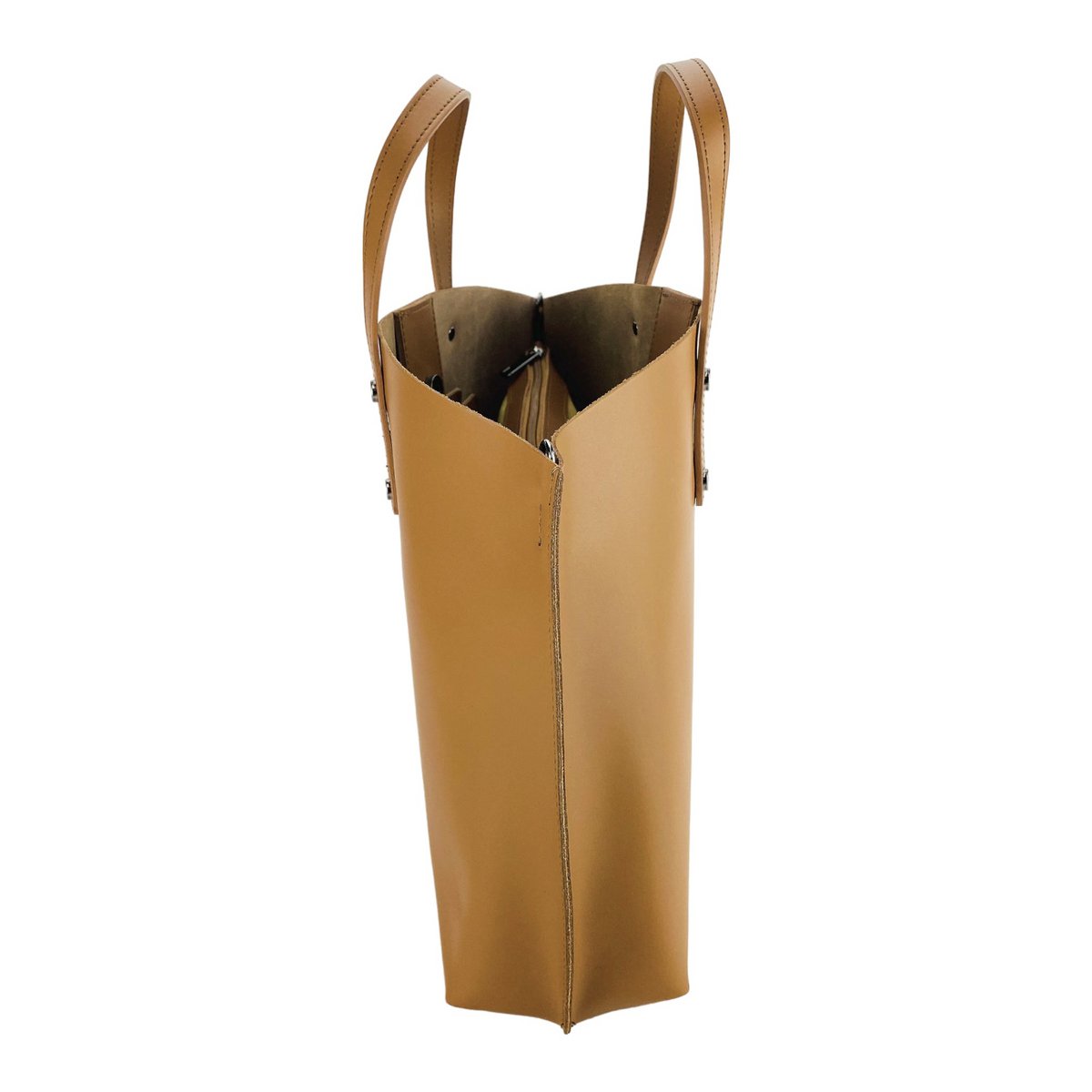 RB1024S | Borsa Donna a Mano in Vera Pelle Made in Italy con tracolla removibile. Sacca grande interna estraibile. Accessori Canna di Fucile Lucido - Colore Cognac - Dimensioni: cm 48x31x11