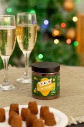 Champagne juletrøfler gavekrukke 130g | Mousserende feriechokolade