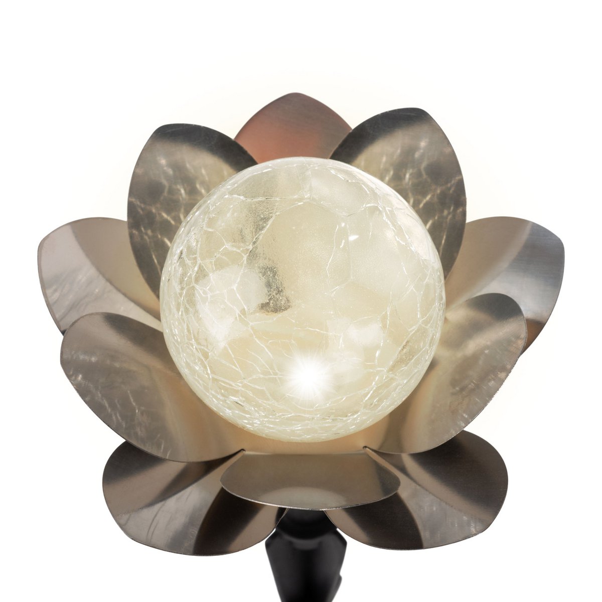 Solare-deco-earthspieet 3 set "lule" Ø ca. 10 cm, ca. 20 cm di altezza, acciaio inossidabile, vetro con un effetto crackle
