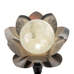 Solare-deco-earthspieet 3 set "lule" Ø ca. 10 cm, ca. 20 cm di altezza, acciaio inossidabile, vetro con un effetto crackle