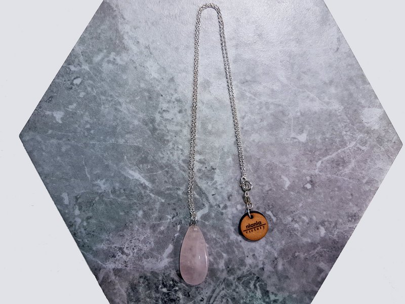 Rozenkwarts Teardrop Hanger Sterling zilveren ketting