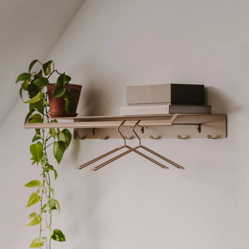 Perchero de pared Ibiza – colgador de pared con estante y ganchos