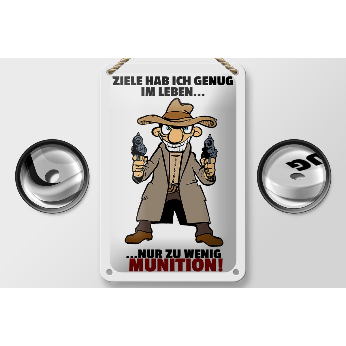 Tin sign saying 12x18cm Target enough just too little ammunition sign