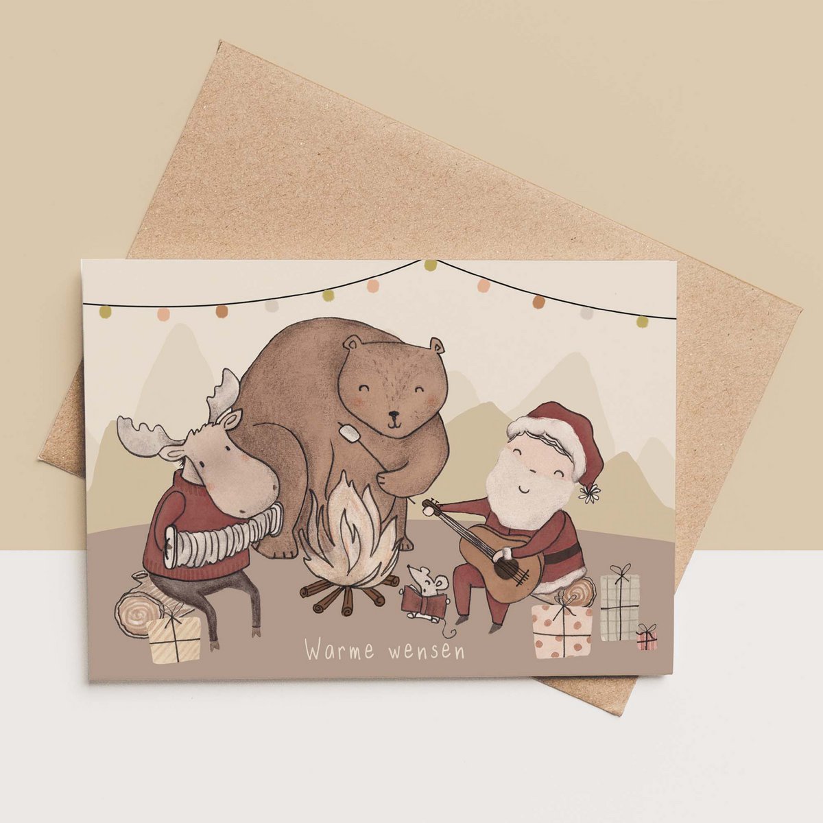 card + envelope - Christmas campfire