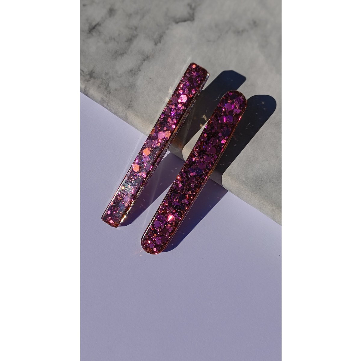 ⋒ pacchetto di clip per capelli in resina - Sakura glitter (8 articoli) ⋒