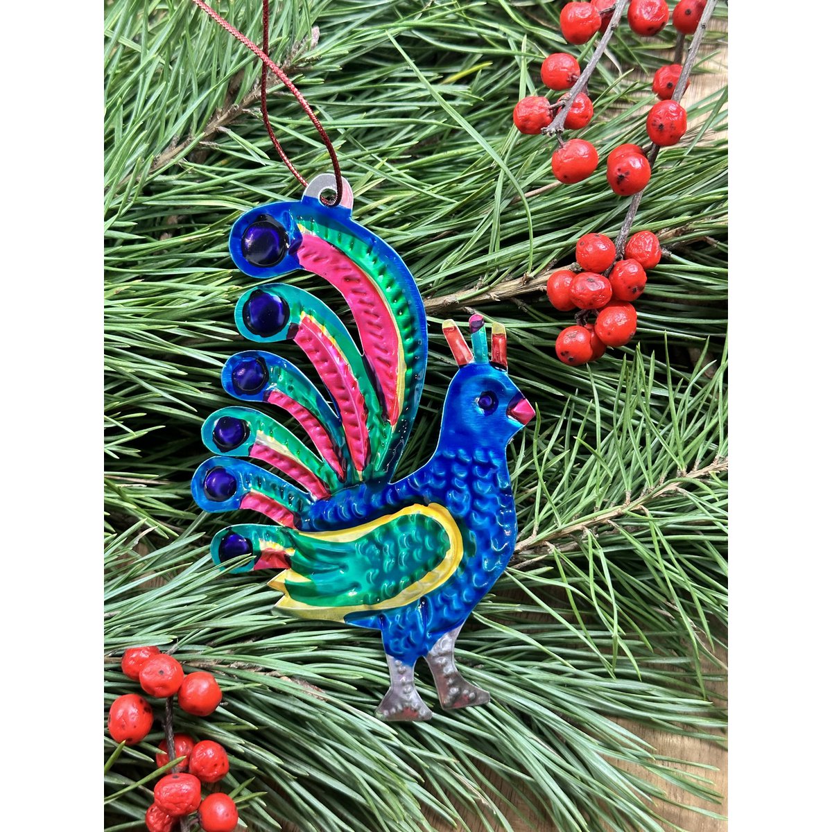 Pfau – Ornament aus Weißblech