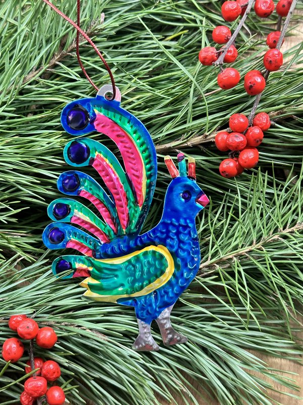 Pfau – Ornament aus Weißblech