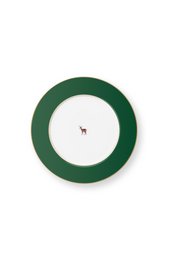 Plate Love Birds Deer Dark Green 26.5cm