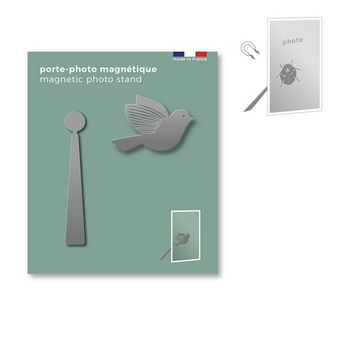 Magnetische metalen fotohouder - vogel