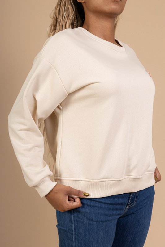 Unisex oversize sweatshirt – broderet rødt hjerte – BOMULD – 9038416
