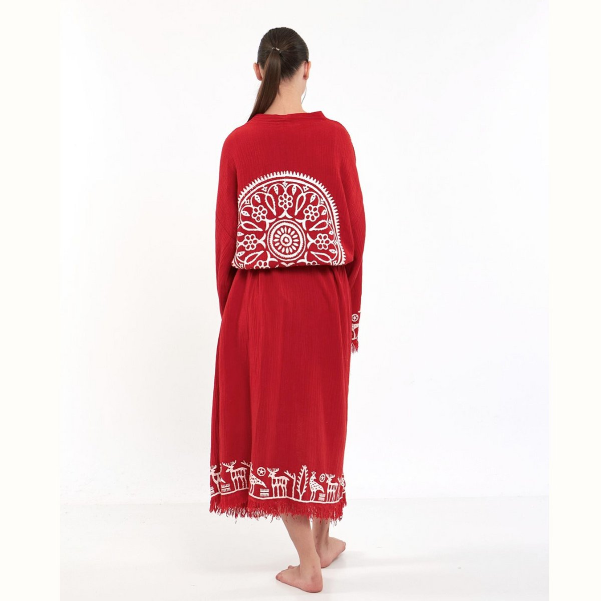 Hitit Kimono Largo-Rojo