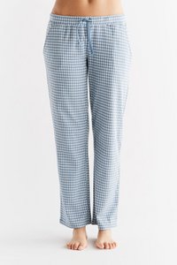 1455-03 | Women's checked homewear trousers - denim blue-natural