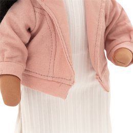 Zacht speelgoed, lieve zussen - Tina in een roze jas + bonusaccessoires set (35 cm)