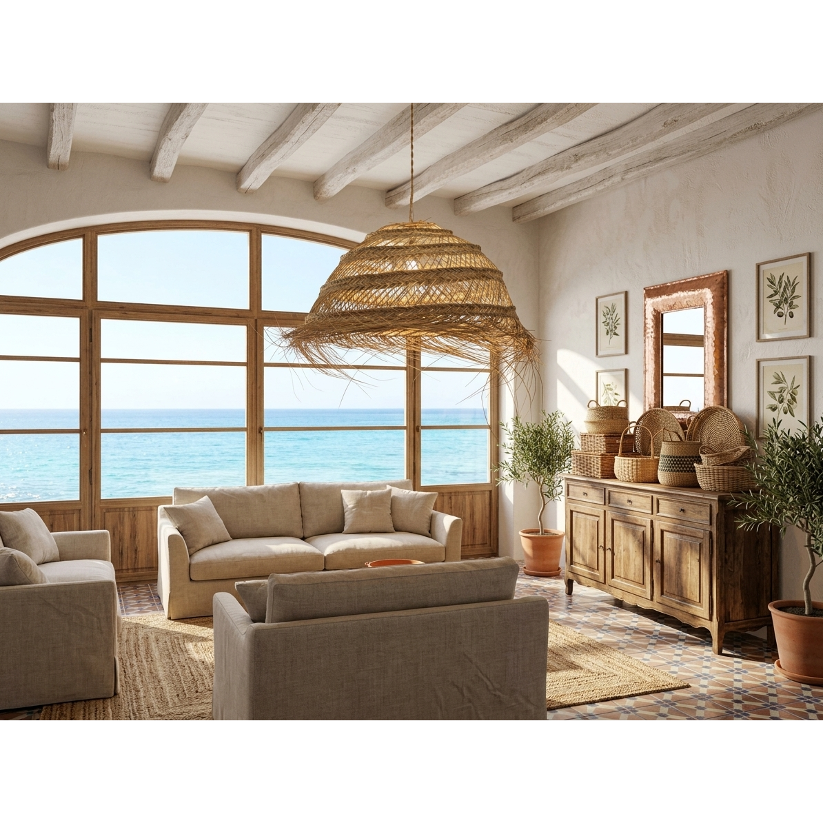 Lámpara de Techo Artesanal de Esparto y Fibra Natural – Pantalla Colgante Estilo Mediterráneo, Rústico y Boho Chic para Salón, Comedor o Terraza (Hecha a Mano)
