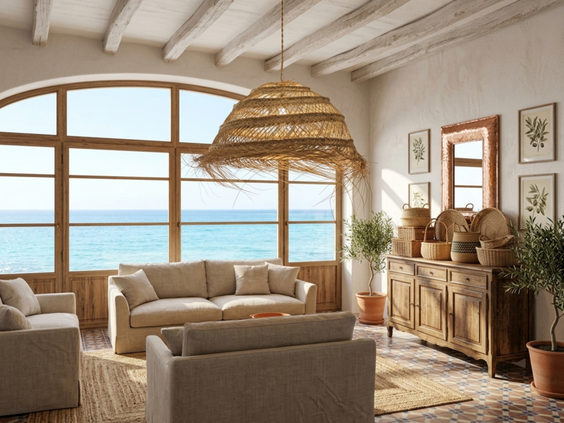 Lámpara de Techo Artesanal de Esparto y Fibra Natural – Pantalla Colgante Estilo Mediterráneo, Rústico y Boho Chic para Salón, Comedor o Terraza (Hecha a Mano)