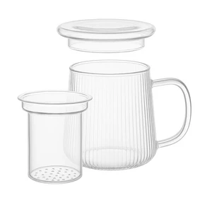 Solo glass tea maker with filter and lid - teacup & teapot in one, for loose tea