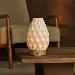 Vela Light Brown Wooden Rechargeable Table Lamp