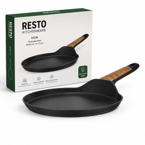 RESTO Mon Pancake Pan 24 cm – Induction Suitable – 4-Layer Non-stick Coating – PFAS/PFOA Free – Recycled Aluminum – Crepe Pan