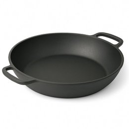 Støbejern serverende pan Ø 34 x 7 cm - grill pan støbejern til hver grill - sort