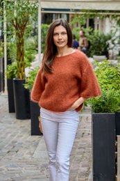 Pull col bateau manches 3/4 en 76% mohair et laine