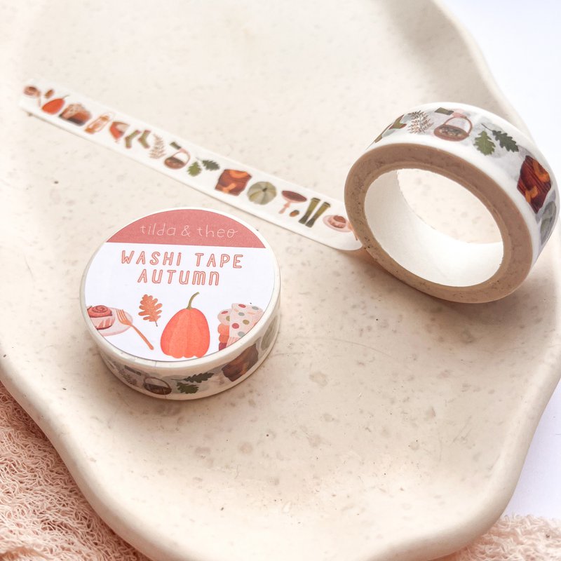 Washi Tape Autumn - Adhesive Tape Mushrooms and Pumpkin Masking Tape