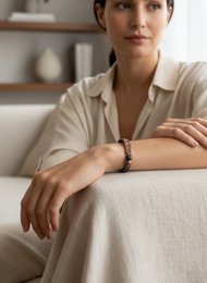 Braided central copper bracelet with adjustable buckle - brown health and well-being