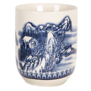 Mok 100 ml Beige Blauw Porselein Theemok