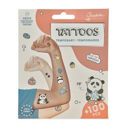 Tijdelijke tattoos - Pip de panda - 4 vellen met + 100 tattoos